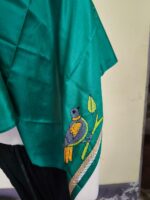 Silk Kantha Blouse Piece – Peacock & Leaf Motif Design - Image 2