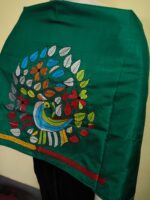 Silk Kantha Blouse Piece – Peacock & Leaf Motif Design - Image 5