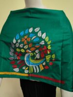 Silk Kantha Blouse Piece – Peacock & Leaf Motif Design - Image 6