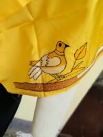 Yellow Silk Kantha Blouse Piece – Peacock & Leaf Motif Design - Image 6