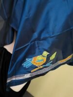Silk Kantha Blouse Piece – Peacock & Leaf Design - Image 3