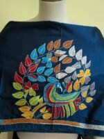 Silk Kantha Blouse Piece – Peacock & Leaf Design