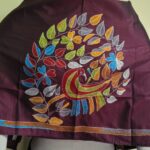 Brown Silk Kantha Blouse Piece – Peacock & Leaf Motif Design