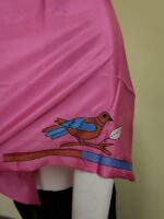 Silk Kantha Blouse Piece – Peacock & Leaf Motif Design pink - Image 4