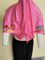 Silk Kantha Blouse Piece – Peacock & Leaf Motif Design pink - Image 5