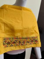 Yellow Silk Kantha Stitch Blouse Piece - Image 3