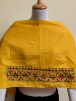 Yellow Silk Kantha Stitch Blouse Piece