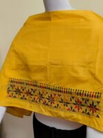 Yellow Silk Kantha Stitch Blouse Piece - Image 4
