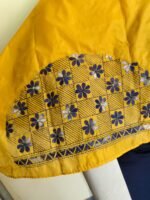 Pure Silk Kantha Stitch Blouse Piece (yellow) - Image 4