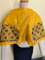 Pure Silk Kantha Stitch Blouse Piece (yellow) - Image 3