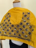 Pure Silk Kantha Stitch Blouse Piece (yellow) - Image 2