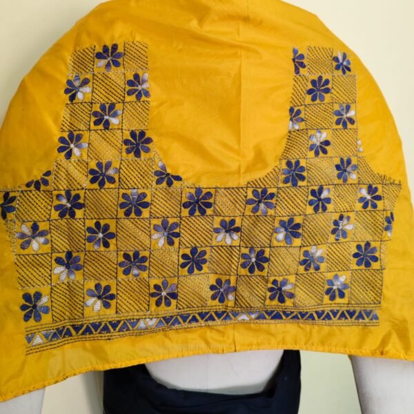 Pure Silk Kantha Stitch Blouse Piece (yellow)