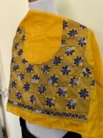 Pure Silk Kantha Stitch Blouse Piece (yellow) - Image 7
