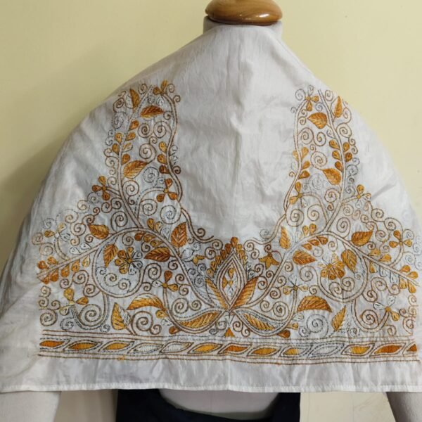 Pure Silk Kantha Stitch Blouse Piece (white)