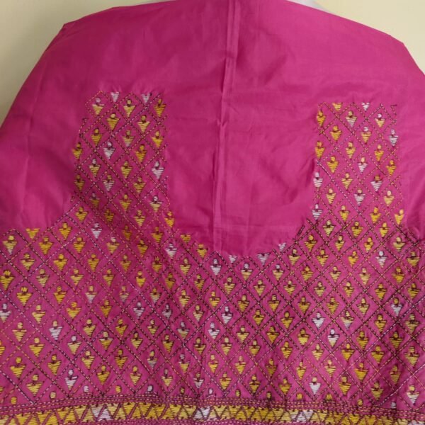 Pure Silk Kantha Stitch Blouse Piece (pink )