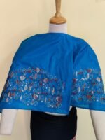 Silk Kantha Stitch Blouse Piece – Colorful Fish Motif Design - Image 2