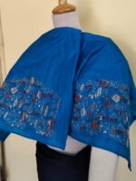 Silk Kantha Stitch Blouse Piece – Colorful Fish Motif Design - Image 3
