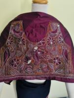 Maroon Silk Blouse Material with  Multicolor Thread Embroidery