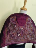 Maroon Silk Blouse Material with  Multicolor Thread Embroidery - Image 6