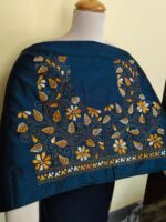 Pure Silk Kantha Stitch Blouse Piece (Peacock color) - Image 2