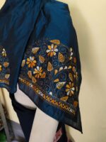 Pure Silk Kantha Stitch Blouse Piece (Peacock color) - Image 3