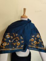 Pure Silk Kantha Stitch Blouse Piece (Peacock color) - Image 4