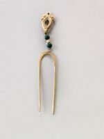 Antique Style Brass Hair Pin (Handcrafted with green  Beads) - Image 3
