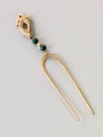Antique Style Brass Hair Pin (Handcrafted with green  Beads) - Image 2