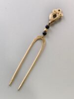 Antique Style Brass Hair Pin (Handcrafted with black Beads) - Image 3