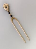 Antique Style Brass Hair Pin (Handcrafted with black Beads) - Image 2
