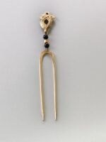 Antique Style Brass Hair Pin (Handcrafted with black Beads)