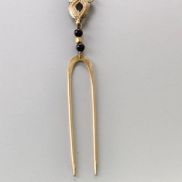 Antique Style Brass Hair Pin (Handcrafted with black Beads)