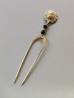 Antique Style Brass Hair Pin (Handcraft with black Beads) - Image 3