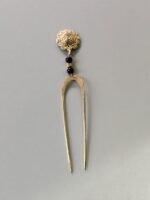 Antique Style Brass Hair Pin (Handcraft with black Beads)