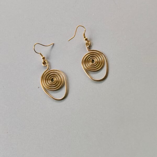 Handcrafted Brass Spiral Earrings – Minimalist Boho Style