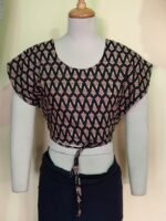 Handcrafted Cotton Printed Blouse Adjustable – Black Ethnic Design