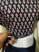 Handcrafted Cotton Printed Blouse Adjustable – Black Ethnic Design - Image 5
