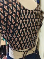 Handcrafted Cotton Printed Blouse Adjustable – Black Ethnic Design - Image 6