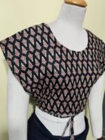 Handcrafted Cotton Printed Blouse Adjustable – Black Ethnic Design - Image 4