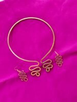 Handcrafted Brass Necklace & Earrings Set – Modern Spiral Design - Image 2