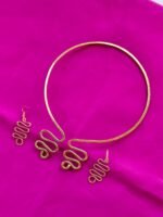 Handcrafted Brass Necklace & Earrings Set – Modern Spiral Design - Image 3