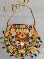 Handcrafted Embroidered Sling Bag –  Mirror Work & Tassels - Image 4