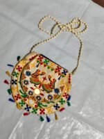 Handcrafted Embroidered Sling Bag –  Mirror Work & Tassels - Image 3