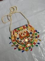 Handcrafted Embroidered Sling Bag –  Mirror Work & Tassels - Image 2