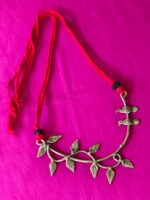 Handcrafted Dokra Bird-on-Branch Brass Necklace - Adjustable Red thread - Image 3