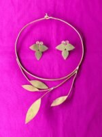 Handcrafted Brass Leaf Vine Choker Set (Necklace + Earrings) - Image 3