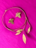 Handcrafted Brass Leaf Vine Choker Set (Necklace + Earrings) - Image 2