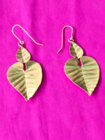 Handcrafted Brass Leaf Dangle Earrings – Double Leaf