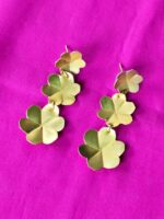 Triple-Flower Brass Dangle Earrings - Image 3