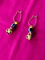 Ghungroo Brass Hoop Earrings -  Mix Stone - Image 3